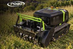 Mezőgazdasági gépek  35 LE-s, POGO MTECH BOBER 80 professzionális ipari távirányítású lánctalpas spirálkéses rendszerű bozótvágó gép, 80 cm munkaszélesség