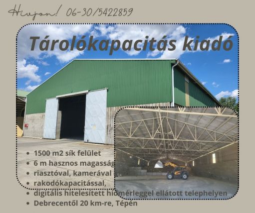 Eladó használt  Tárolókapacitás kiadó