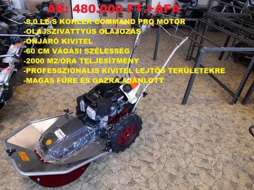 DAKR 8,0 LE-S TRITON KOHLER PROFESSIONAL MAGASGAZVÁGÓ-KASZÁLÓ GÉP, LEJTŐS TERÜLETEKRE (CSEH GYÁRTMÁNY)