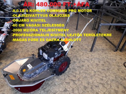 DAKR 8,0 LE-S TRITON KOHLER MAGASGAZVÁGÓ-KASZÁLÓ GÉP: 480.000 Ft.+Áfa, LEJTŐS TERÜLETEKRE (CSEH GYÁRTMÁNY)