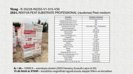  Professzionális tőzeg 250 l (Rekyva) 0-20 mm